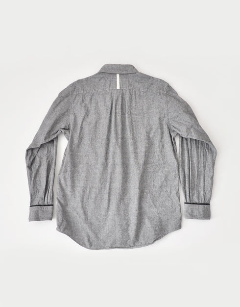 コットンシルクの袖口パイピングシャツ